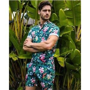 Romper Jack Tropical Jumpsuit Shorts Hawaiin Luah Travel Party Floral Medium NEW